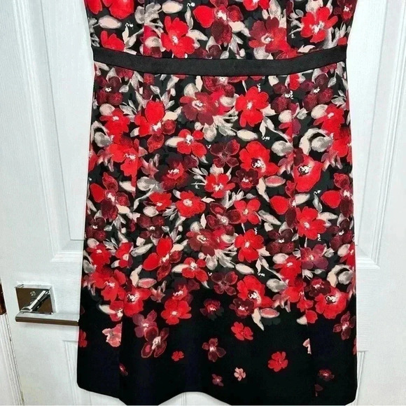 Jacob Sheath  Dress Sleeveless Floral Black/Red/White Size Medium - Picture 4 of 16